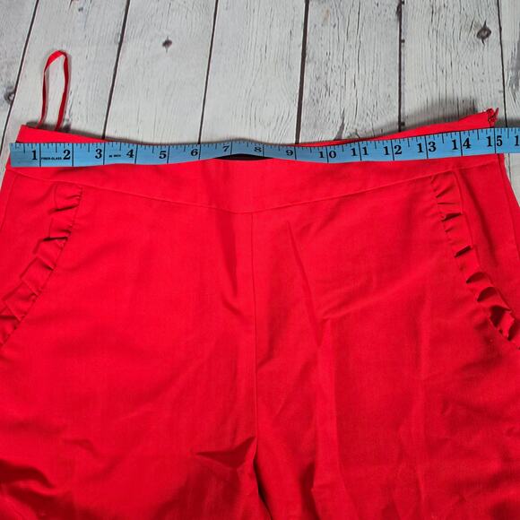 Primark Red Ruffle Pocket Dress Pants 6 - Picture 8 of 10